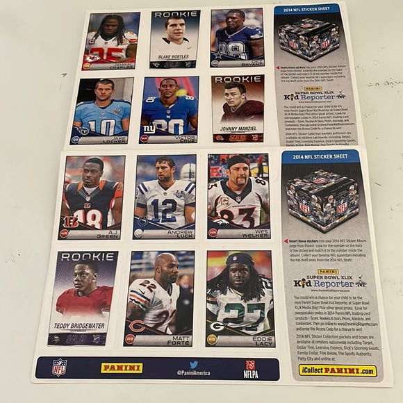 Sticker Collection 2014 NFL Panini One Lot 58-J.C. & 3-A.J Green Sheets - Picture 1 of 3